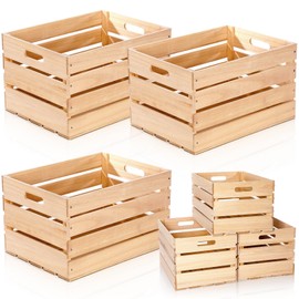 Weysat 3 Pack Large Wood Crates Box for Storage Unassembled 20 x 14 x 11'' Wooden Milk Crates with Handles Decorative Nesting Box for Display Unfinished Rustic Decor DIY Office Home Retail Art Craft