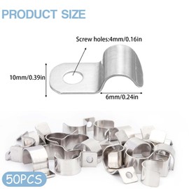 XoeLLe Pack of 50 Mounting Clamps Metal Pipe Clamps High Performance Cable Clips Pipe Fastening Single Hole U Pipe Clamps Stainless Steel Pipe Clamp for Cable Diameter 6-7 mm