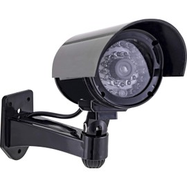 GE Power Gear GE Decoy Security Bullet Camera with Flashing Red Light, Blinking LED, Fake Surveillance, Realistic Looking Recording Lens, Indoor/Outdoor Use, Wireless, Black, 40661