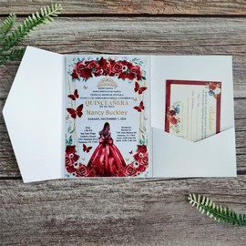 White Pocket Fold Invitation Envelope For Wedding Card Announcement Holiday Greeting Cards 20 sets (white pearl)