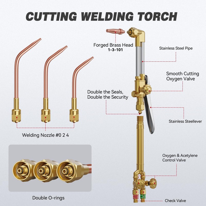 ARCCAPTAIN Oxy Acetylene Cutting Torch, Medium Duty CA1350 Cutting Welding