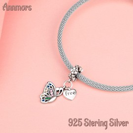 Ammors 925 Sterling Silver Bead Charms for European Bracelets and Necklaces, Animal and Flower Beads with 5A Cubic Zirconia, Christmas, Valentine's Day, Mother's Day, Gift Tag for Women and Girls,