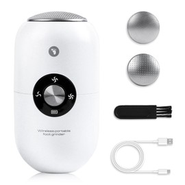 FIVAVA Hornhautentferner Elektrisch, Hornhaut Entfernen Fuß Elektrisch, mit 2 Edelstahl-Schleifköpfen, 3-stufige Drehgeschwindigkeitsregelung, Fußpflegegerät, Hornhaut Entfernen (Weiß)