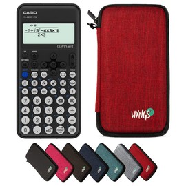 CALCUSO Economy Pack: Casio FX-82DE CW ClassWiz Technical Scientific Calculator and WYNGS Protective Case in Red