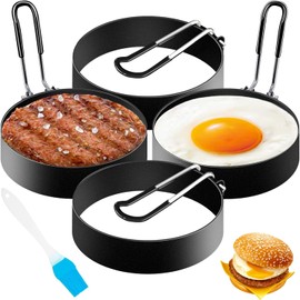 Egg Ring Non Stick, 4 Pack Egg Rings for Frying, Round Egg Cooking Rings, Egg Circles Egg Shaper for Frying, Frying Pancake Mcmuffins, Crumpets