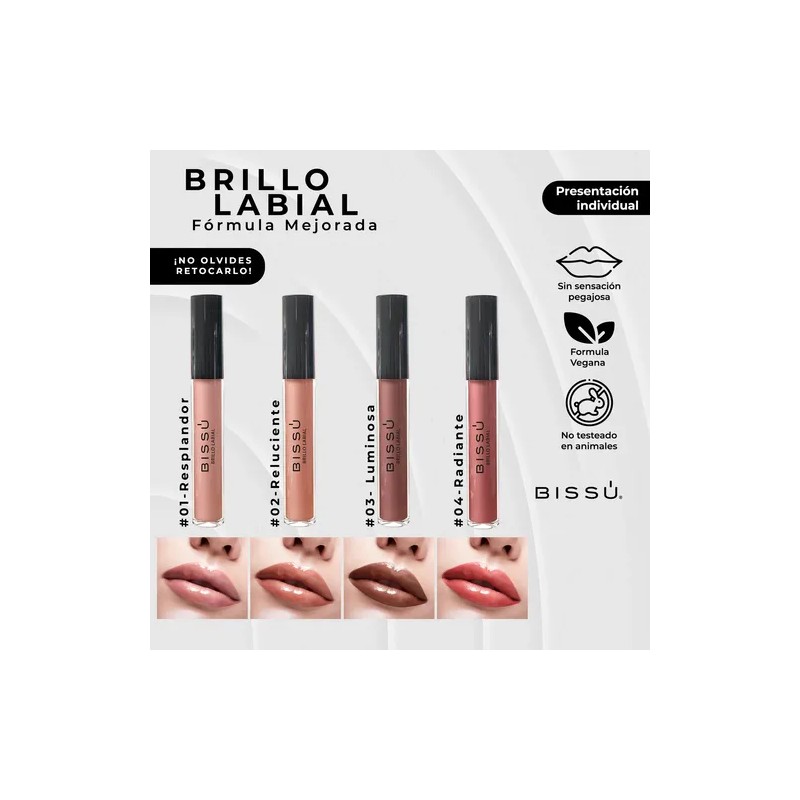 Brillo Labial Hidratante Bissú Línea Labios Set 12 Tonos