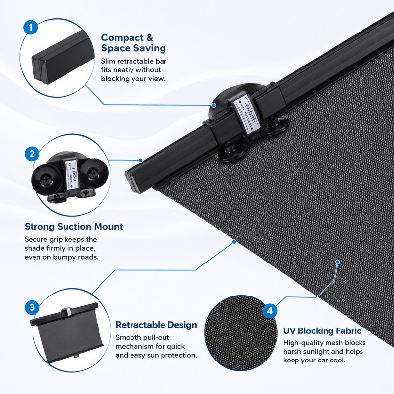 Retractable Car Windshield Sunshade for Parking – Polyester UV Block