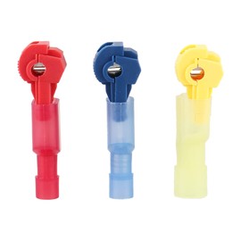 Baomain 120PCS/60 Pairs Quick Splice Wire Terminals T-Tap Self-Stripping with Nylon Fully Male Spade Connectors Kit Red Blue Yellow