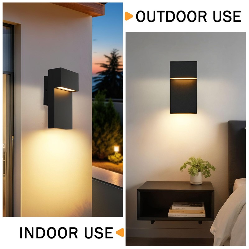 Nigaut Black 15W LED Outdoor Wall Lights, 2 Pack 3000K