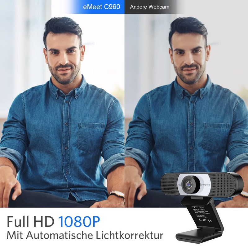 EMEET Full HD Webcam - C960 1080P Webcam with Lens