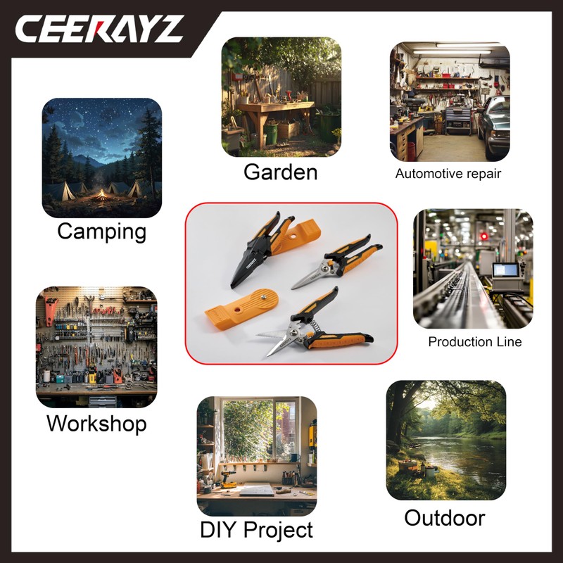 CEERAYZ 185mm All Purpose, Heavy Duty Scissors, Garden Shears, Scissors