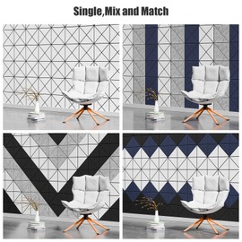 Sonicism 20 Pack X-Lined Acoustic Panels with Self-Adhesive, 12" X 12" X 0.4" Sound Proof Foam Panels, Decorative Soundproof Wall Panels, Sound Proofing Panels for Home & Office (BlackBase+WhiteFace)
