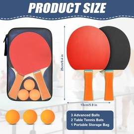 Flintronic Table Tennis Bats, Wooden Table Tennis Set | Portable Table Tennis Set, 2 Table Tennis Bats, 3 Ping Pong Balls & Carry Bag, for Outdoor/Indoor Daily Practice &Competitions