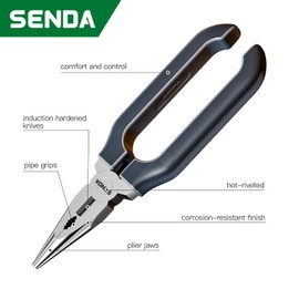 6" Long Needle Nose Pliers - Long Nose Cutting Pliers for Wire Wrapping, Handmade Craft, for Bending Wire, Working in Tight Areas (Gray)