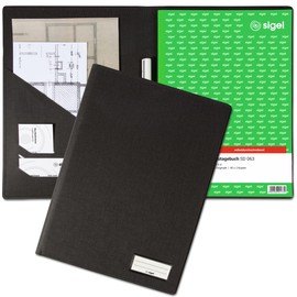 SIGEL EF415 Protective Cover for A4 Forms (e.g. Order, Invoice, Delivery Note), with Practical Pockets for Receipts and Integrated Pen Holder, Anthracite