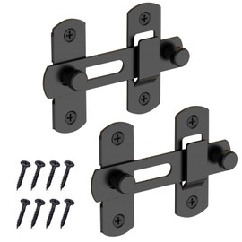 Sliding Barn Door Lock, Stainless Steel Gate Latch Flip Slide Latch Hardware, Safety Door Bolt Latch Lockfor Barn, Garden, Bathroom, Outdoor, Garage, Window(2Pcs,Blak)