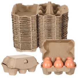 Meyeyaia Half Dozen Egg Cartons 25 Pack, Vintage Cardboard Empty Egg Cartons 6 Count, Brown Reusable Chicken Duck Eggs Carton for Home Kitchen and Farmhouse