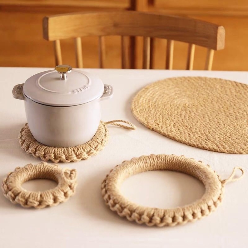 [LUYING] Trivet, Pot Trivet, Straw Trivet, Stylish, Heat Resistant, Includes