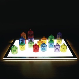 earlySTEM Translucent Stackable Plastic Pegs – Colorful Stacking and Building Toy for Toddlers