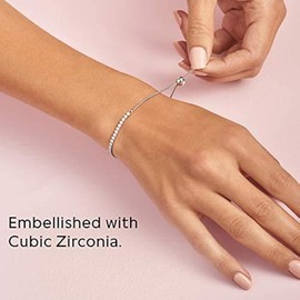 Bolenvi - Pulsera de tenis auténtica de oro rosa cristalizado con baño de oro rosa – 1 mm, ajustable, pulsera de plata de ley 925, regalo de joyería para mujer, Una talla, Plata de ley, No es una