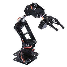 Gugxiom Robotic Arm Kit, 6DOF 180° Angle Industrial Robot Parts, Round Chassis Metal Gear Programming Machine Gripper for University Teaching.