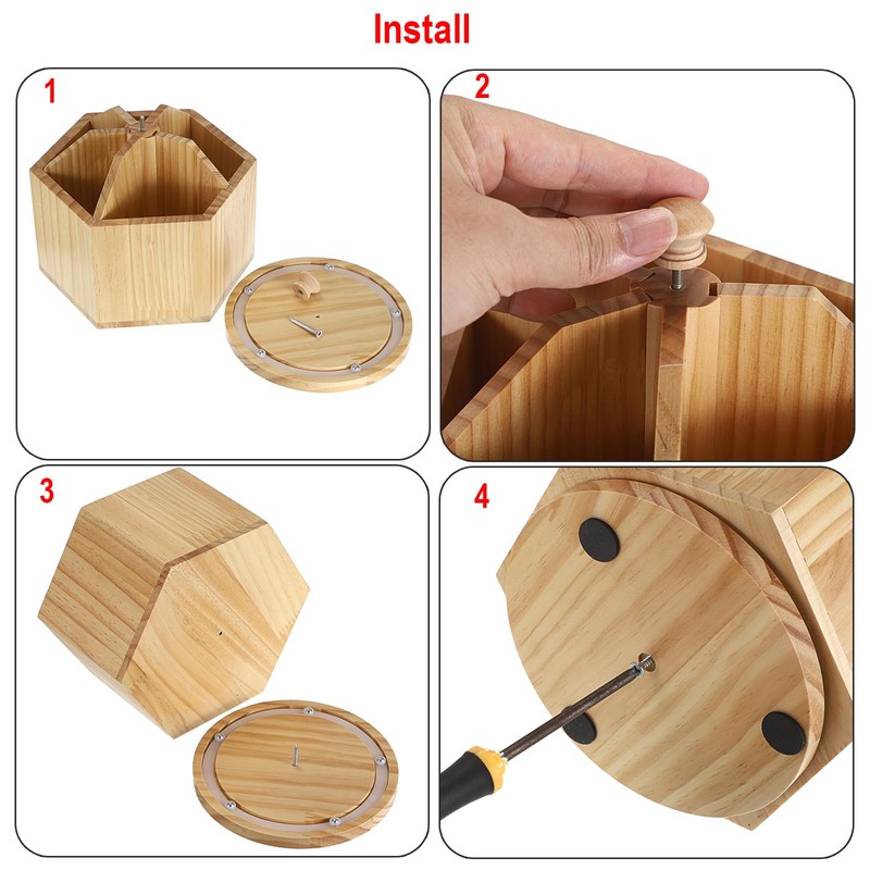 BSTKEY Wood Rotating Kitchen Utensil Holder, Countertop Kitchen Tableware Storage