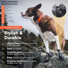 Dog Shoes Dog Boots & Paw Protectors Non-Slip Fleece Warm 4Pcs for Winter Snowy Day, Rainy Weather, Outdoor Walking Indoor Hardfloors (Gray, Size 2:（2.4''x1.6'')