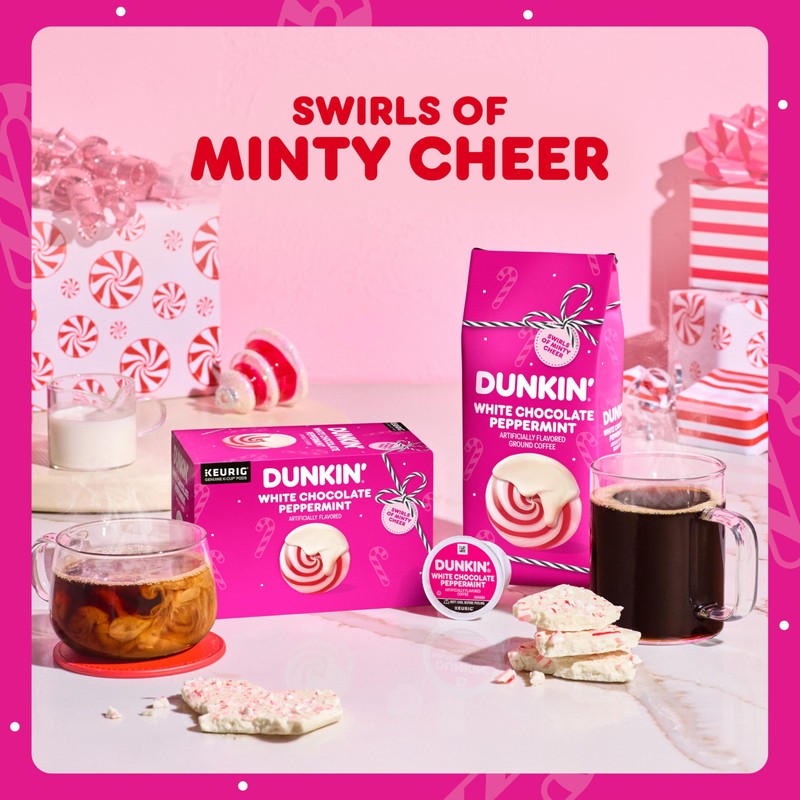 Dunkin’ White Chocolate Peppermint Artificially Flavored Coffee, K-Cup Pods, 60
