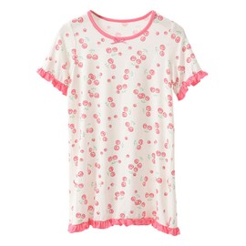 JWWN Big Girls Summer Princess Pajamas Kids Modal Short Sleeve Nightgowns Bowknot Nightdress,Cherry 9T