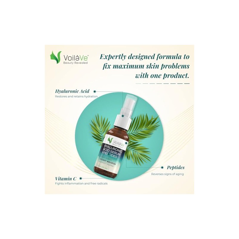VoilaVe Hyaluronic Acid Serum Vegan Face Moisturizer Advanced Formula with