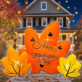 JOYEASE 8FT Thanksgiving Inflatables Maple Leaves Combo Decoration with Built-in LEDs, Blow Up Inflatables for Thanksgiving Party Holiday Indoor Outdoor Yard Garden and Lawn Fall Decor