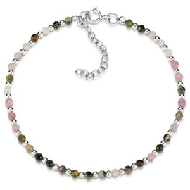 MATERIA by Matthias Wagner Natural Stone Bracelet Women's Gemstone Silver 925 Bracelet 16.5 - 20 cm, Gemstone, Tourmaline