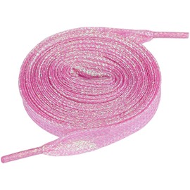 Allegra K Glitter Sparkling Flat Shoelace Shoe Laces for Sneakers Shiny Shoes Strings 200cm/78.74" Rose Red