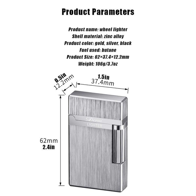 SNYYIAI Classic Lighter, Butane Brushed Metal Lighter, Side Slide Lgnition