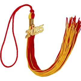 FOMOMDI Double Color Graduation Cap Tassel with 2025 Gold Year Charm, 9 Inch Long