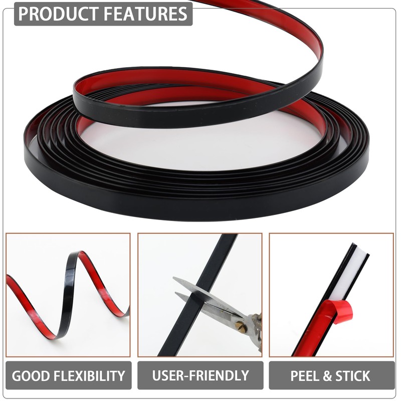 QDYMXUN Glossy Black Peel and Stick PVC Molding Trim, Flexible