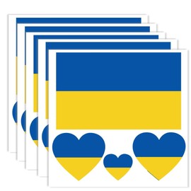 20 PCS Ukraine Flag Tattoo,Ukrainian Banner Tattoos Decoration Decal, Rectangle Heart Waterproof Sticker for Party Parade