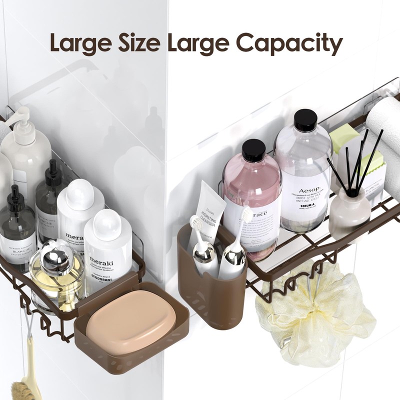 NESOMI Shower Caddy Adhesive Shower Organizer 7-Pack, Rustproof Stainless Steel