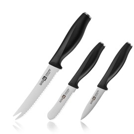 Klaus Meyer Acciaio High Carbon Stainless Steel 3 Piece Tomato Knife Set (Black)