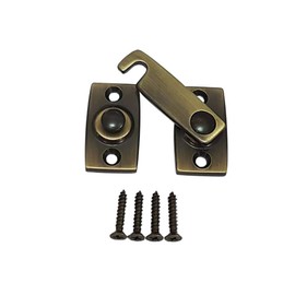 QCAA Solid Brass Shutter Bar/Door Latch, 7/8" x 2-3/32", Antique Brass, 1 Pack, Made in Taiwan