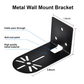 2 Pack Adhesive Metal Wall Mount Compatible with Ring Indoor Cam(1st Gen/2nd Gen),Two Ways Installation, No Drilling Ceiling Bracket Mounting for Ring Indoor Camera (Black)