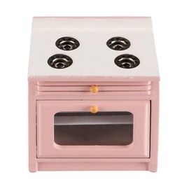 FONGKNOX Doll House Miniature Cooker Stove Oven Pink Miniature Kitchen Furniture Model Accessories 1:12 Simulation Mini Wooden Furniture for Doll House Kitchen Decor
