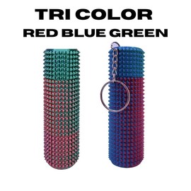 Prickly Pal Stress Relief Tool - Pocket-Sized Fidget with Spiked Sensory Design, Anxiety & Focus Aid, 3D Printed in Fun Colors:_Tri-Color_Split Ring
