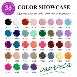 VANREESA Gel Nail Polish Kit with U V Light 53 Pcs Gel Polish Nail Set 36 Classic Colors Nail Polish Set + Base and 4 Effects Top Coat with Manicure Tools Complete Nail Kit Gifts for Women Girls