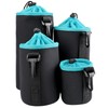 4Pcs Camera Lens Case Bag,4 Sizes Blue Water Resistant Protective