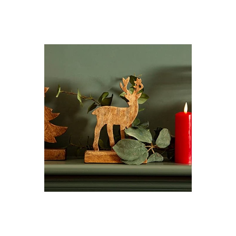 Sass & Belle Natural Wood Standing Deer Decoration