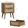 Rattan Nightstand Set of 2,Mid Century Modern Bedside with Storage,Wood