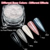 2PCS Cromo Efecto Espejo Uñas Blanco Perla Polvo Uñas Brillo
