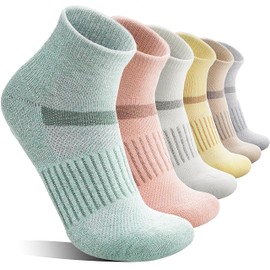 MOSEY KOSY 6 Pairs Merino Wool Socks Women Men Unisex Quarter Running Walking Hiking Work Thermal Winter Warm Compression Support Breathable Thick Cushion Socks(Multicolor Series,3-7)