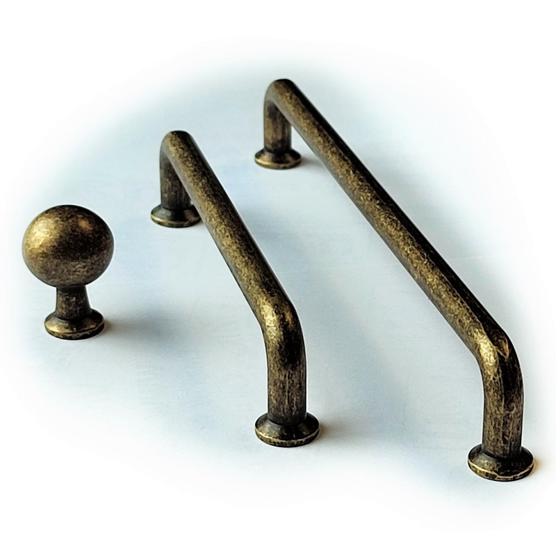 French Furniture Fittings Set of 6 Deep Antique Brass Kitchen